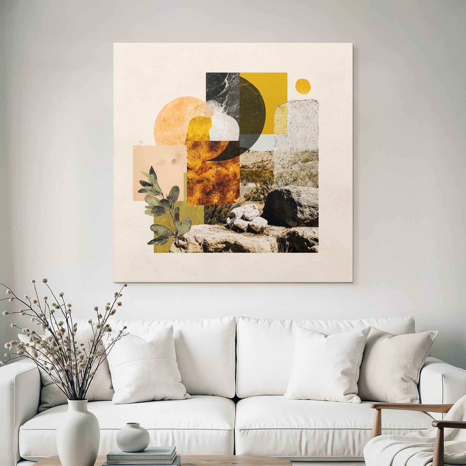 Abstrakte Collage Natur Geometrische Formen Warme Töne