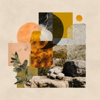 Abstrakte Collage Natur Geometrische Formen Warme Töne | Typografische Kunst | Kunstgattungen