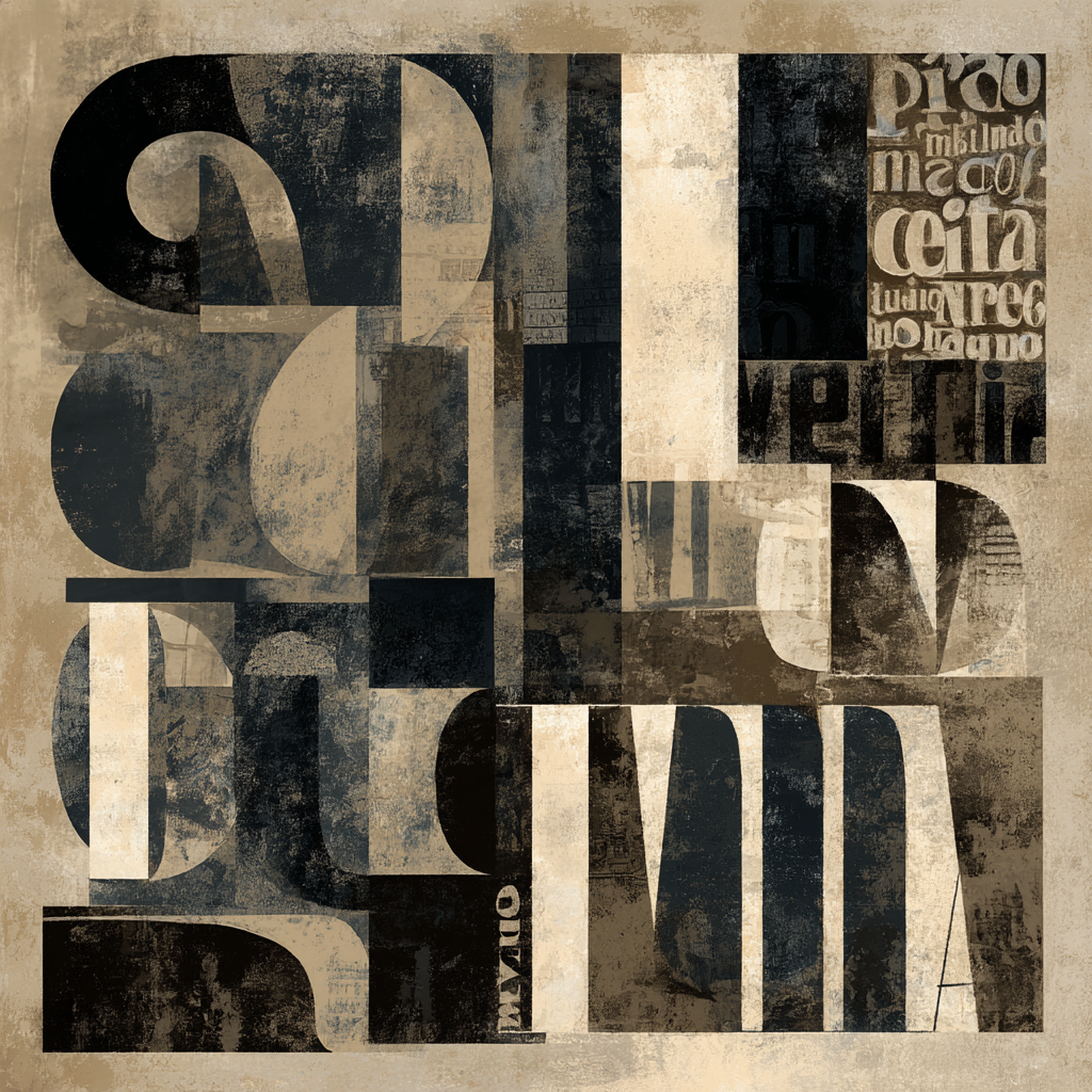 Abstrakte Grafik Design Collage Von Formen Und Buchstaben | Typografische Kunst | Kunstgattungen