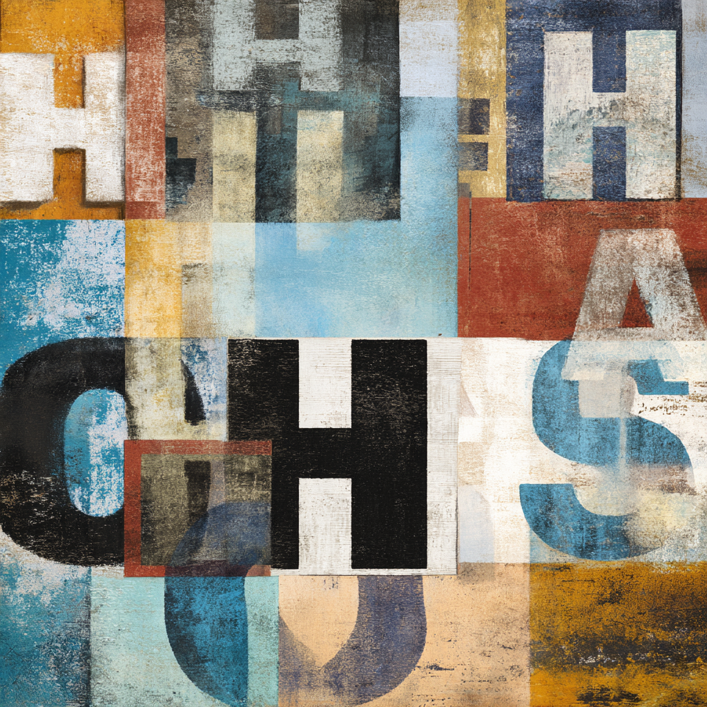 Abstrakte Kunst Collage Buchstaben Formen Farben Texturen | Typografische Kunst | Kunstgattungen