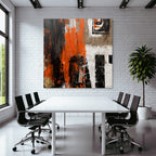 Abstrakte Kunst Mit Orange Schwarz Und Weiß