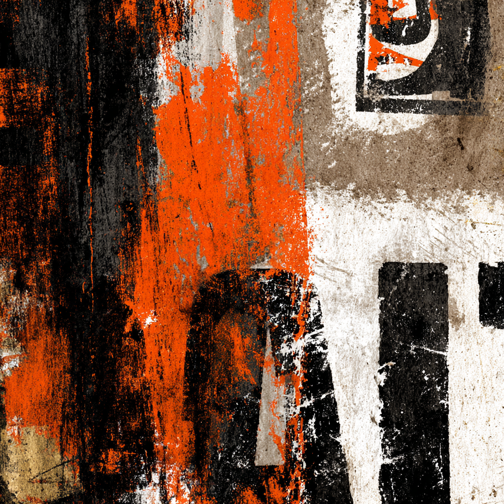 Abstrakte Kunst Mit Orange Schwarz Und Weiß | Typografische Kunst | Kunstgattungen