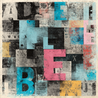 Abstraktes Design Collage Buchstaben Zahlen Bunte Texturen | Typografische Kunst | Kunstgattungen