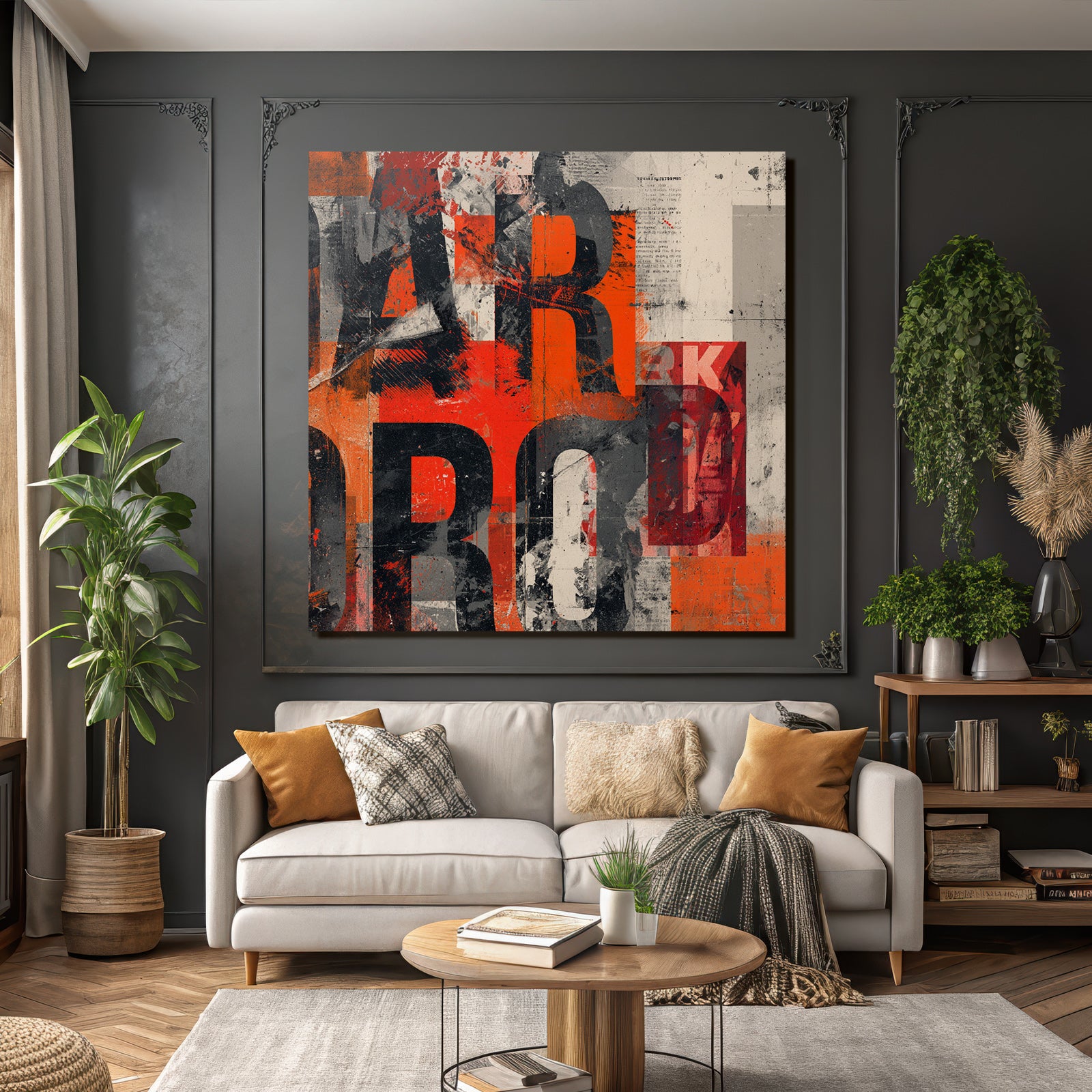 Abstraktes Graphikdesign Mit Fetter Typografie Rot Grau Schwarz