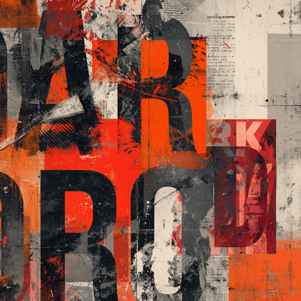 Abstraktes Graphikdesign Mit Fetter Typografie Rot Grau Schwarz | Typografische Kunst | Kunstgattungen