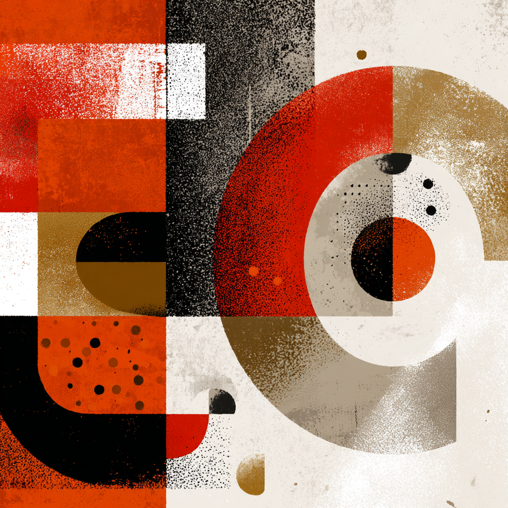 Abstraktes Kunstwerk Geometrische Formen Rot Schwarz Ein Gelb | Typografische Kunst | Kunstgattungen
