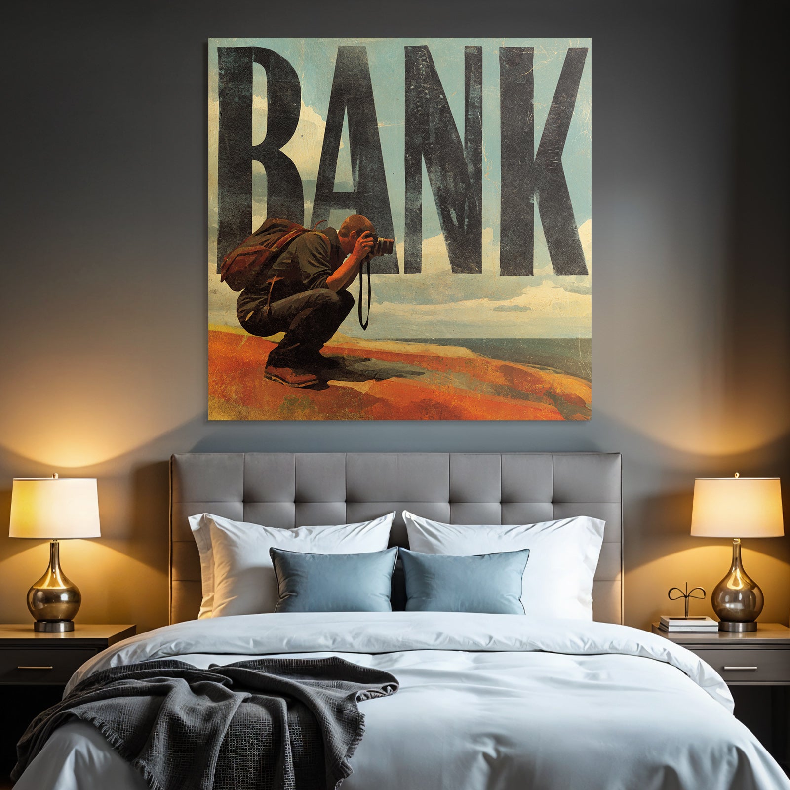 Bank Fotograf Crouched Vintage Illustration