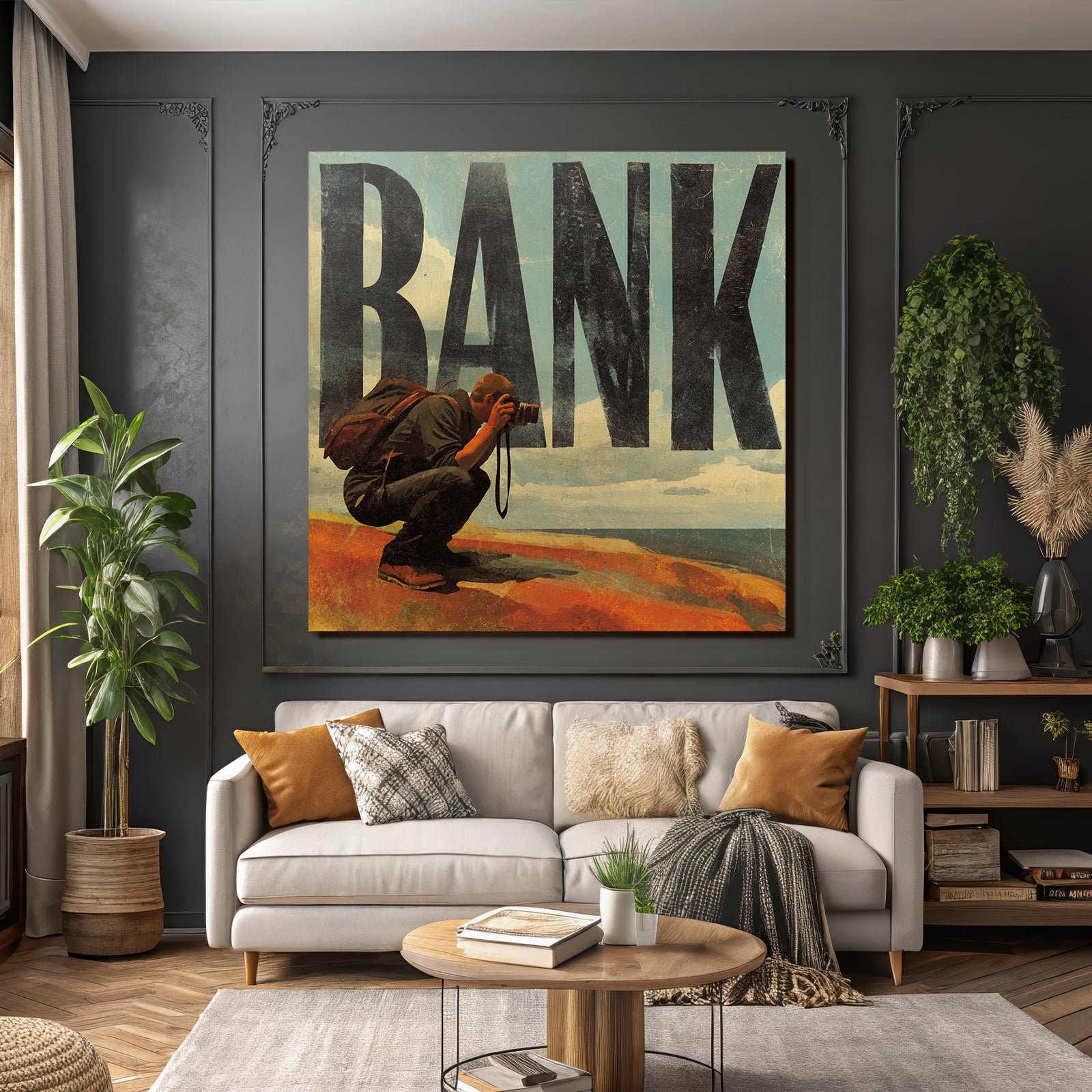Bank Fotograf Crouched Vintage Illustration
