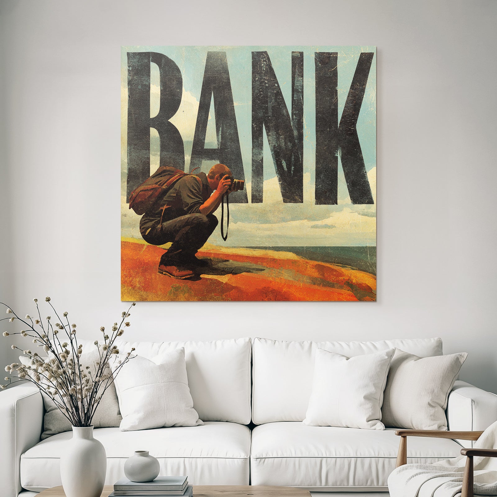 Bank Fotograf Crouched Vintage Illustration