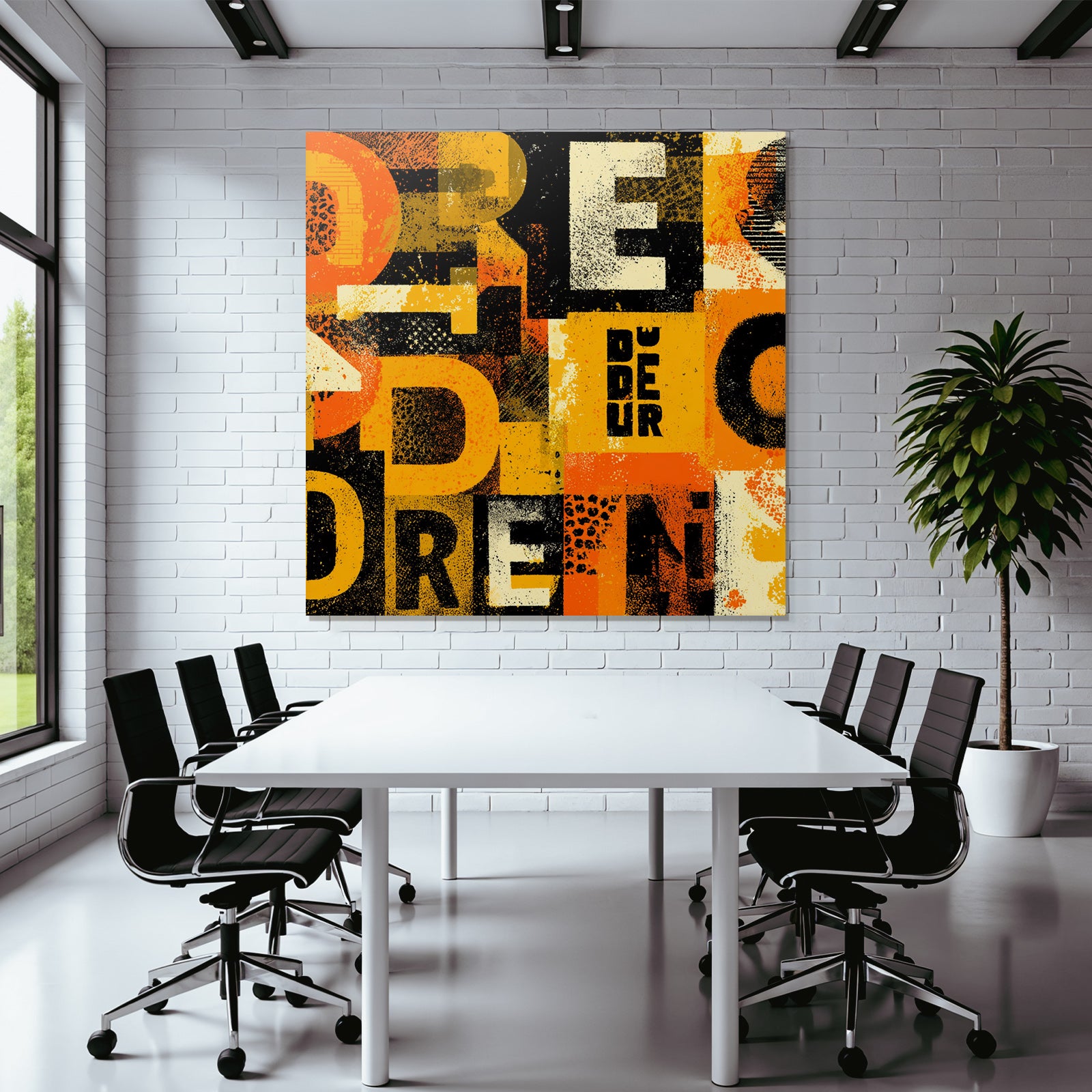 Bold Stilisiertes Lettering Collage Gelb Orange Schwarz
