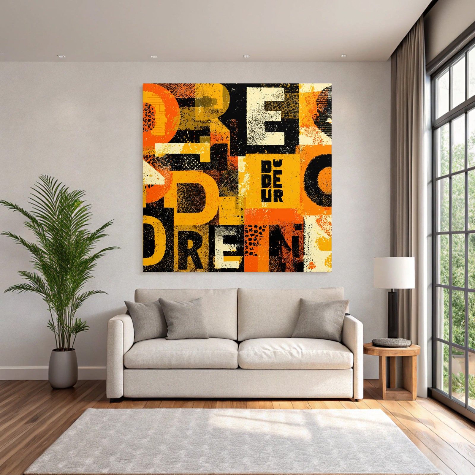 Bold Stilisiertes Lettering Collage Gelb Orange Schwarz