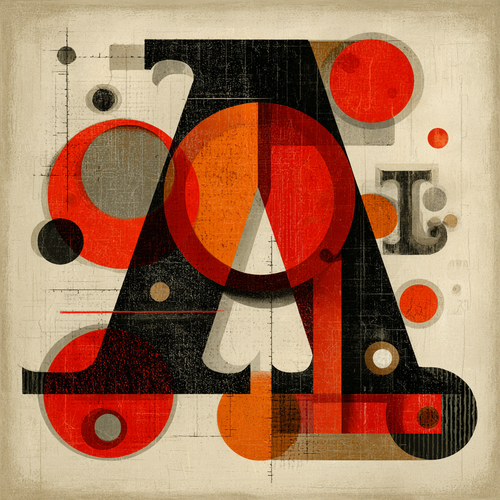 Gestaltetes A Design Mit Geometrischen Mustern Rot Schwarz Orange Grau | Typografische Kunst | Kunstgattungen