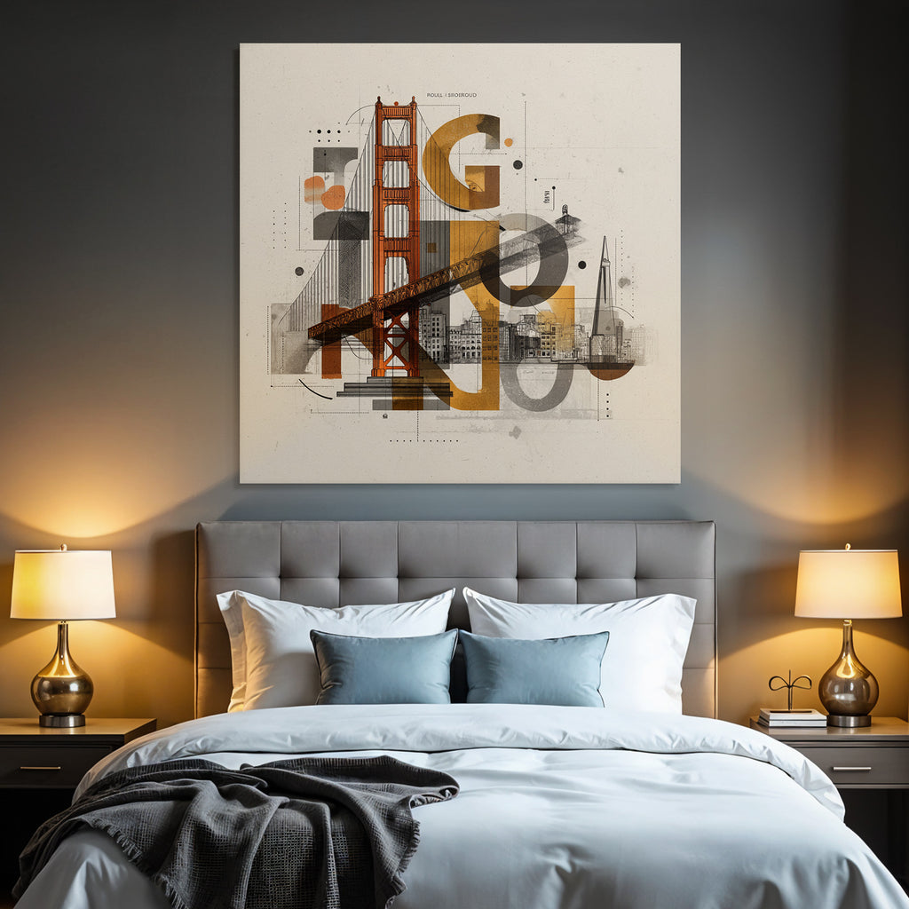 Golden Gate Brücke Stilisierte Illustration Modernes Design