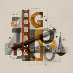 Golden Gate Brücke Stilisierte Illustration Modernes Design | Typografische Kunst | Kunstgattungen
