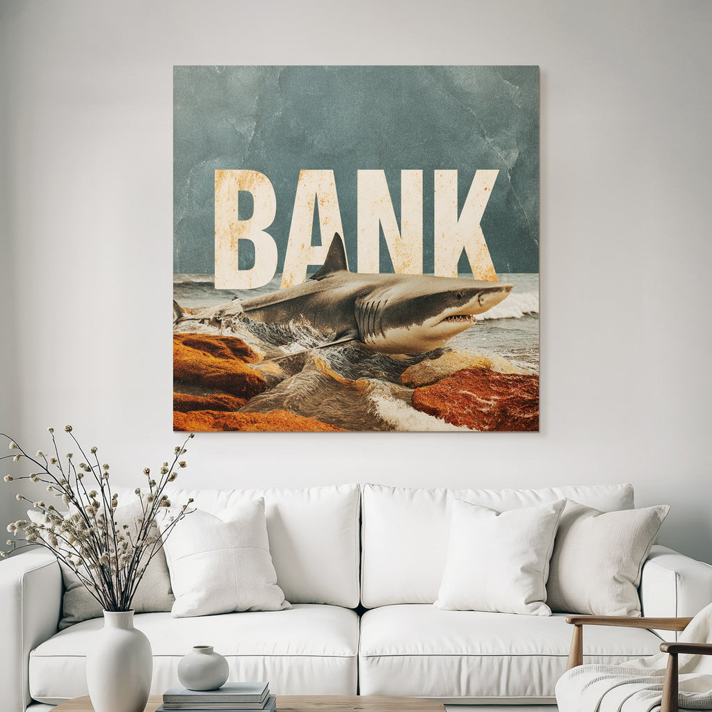 Hai Kommt Von Meer Zur Felsenbank