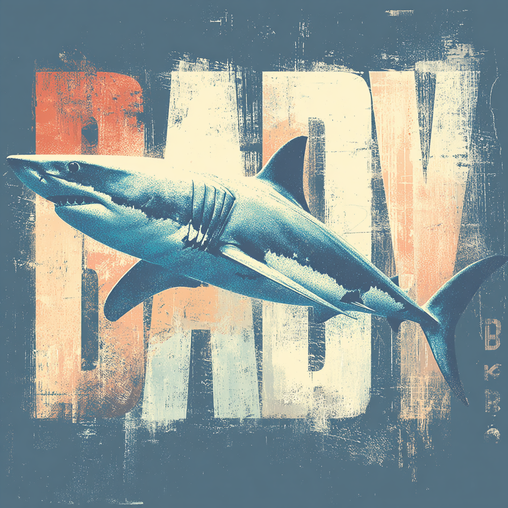 Haifisch Bad Vintage Design | Typografische Kunst | Kunstgattungen