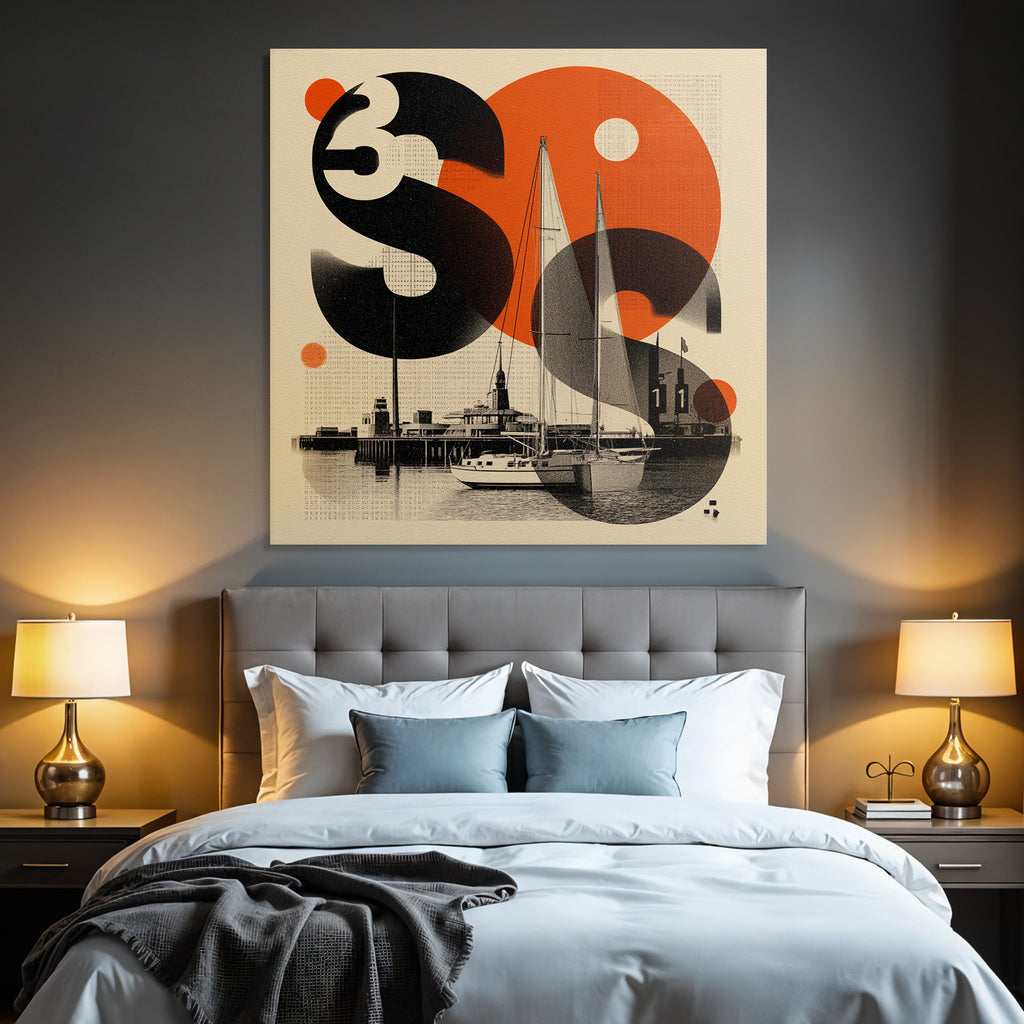 Maritime Design Sailboats Buildings Water Orange Black White
