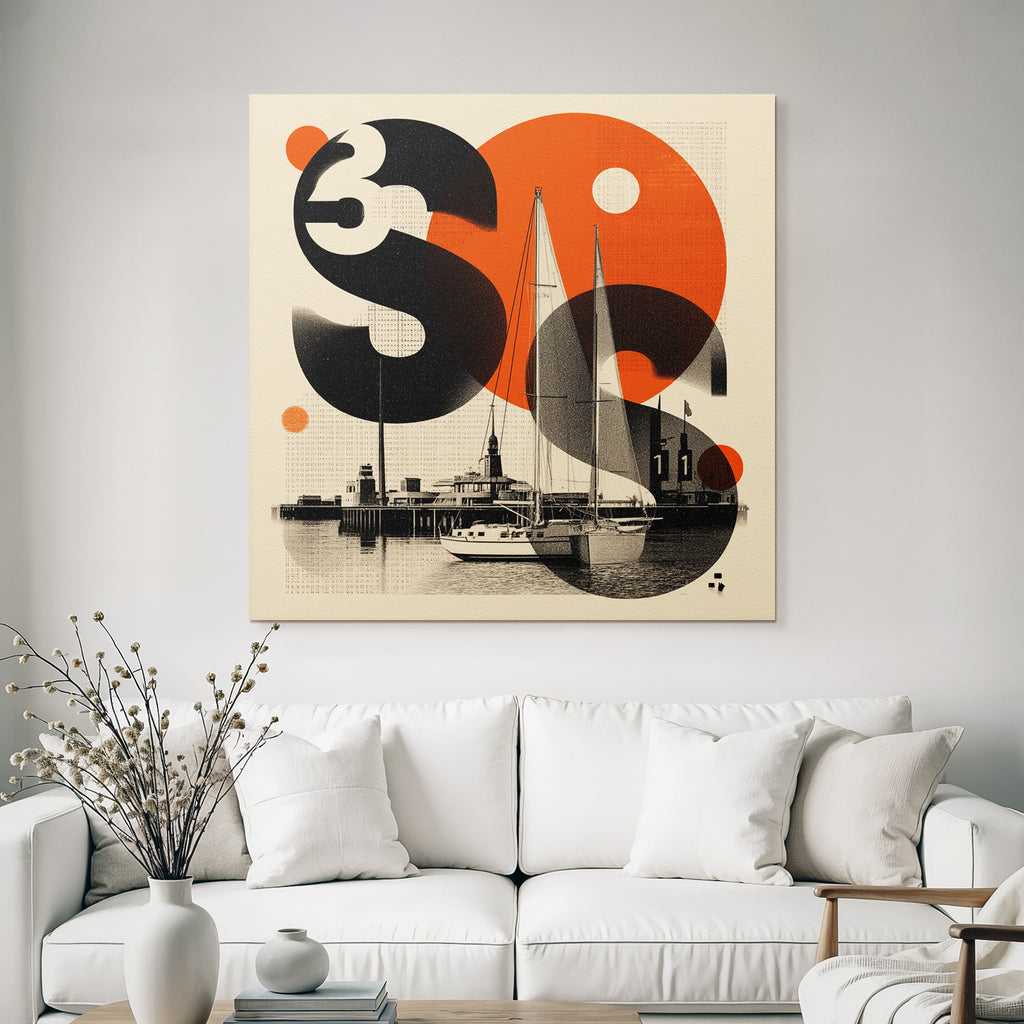 Maritime Design Sailboats Buildings Water Orange Black White