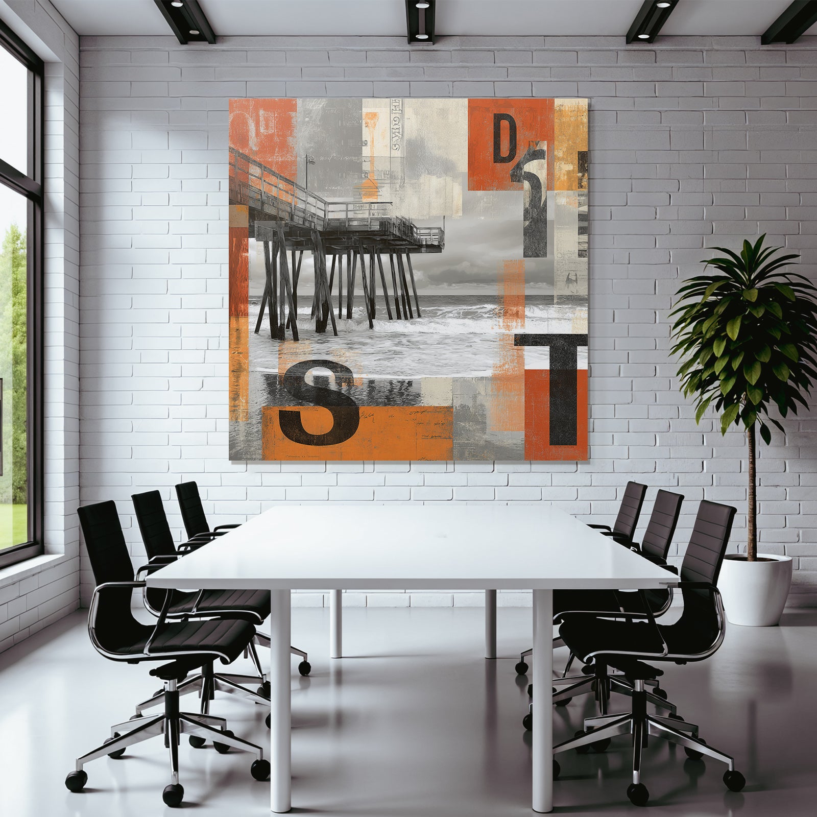 Pier In Modernem Design Mit Farbigen Hintergrund Und Texturen