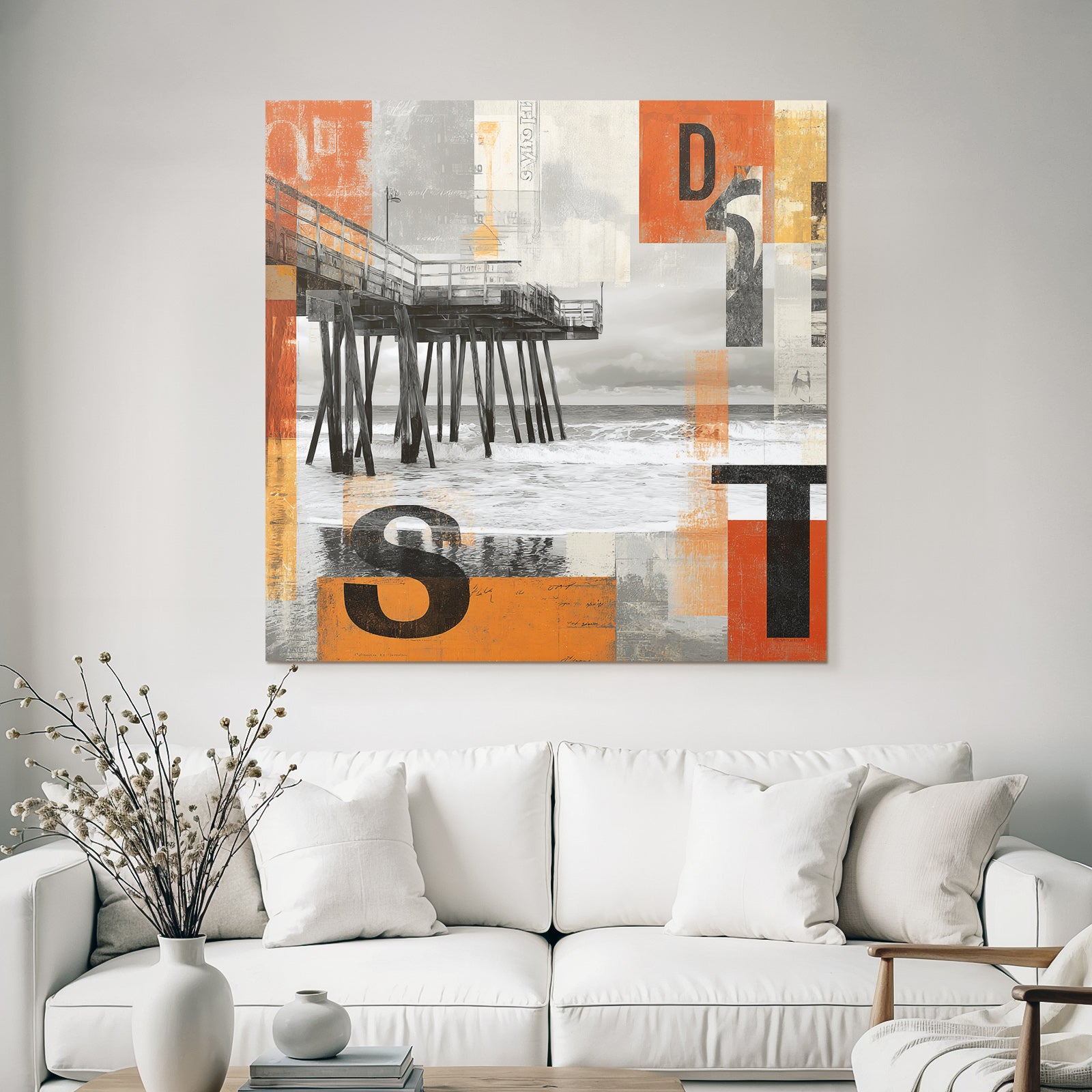 Pier In Modernem Design Mit Farbigen Hintergrund Und Texturen