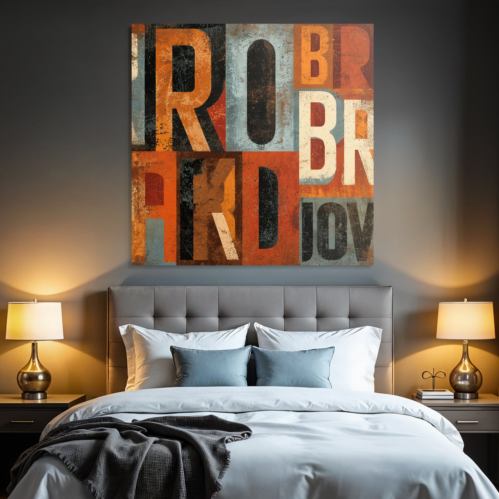 Retro Collage Buchstabenformen Orange Schwarz Muted Ton