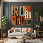 Retro Collage Buchstabenformen Orange Schwarz Muted Ton