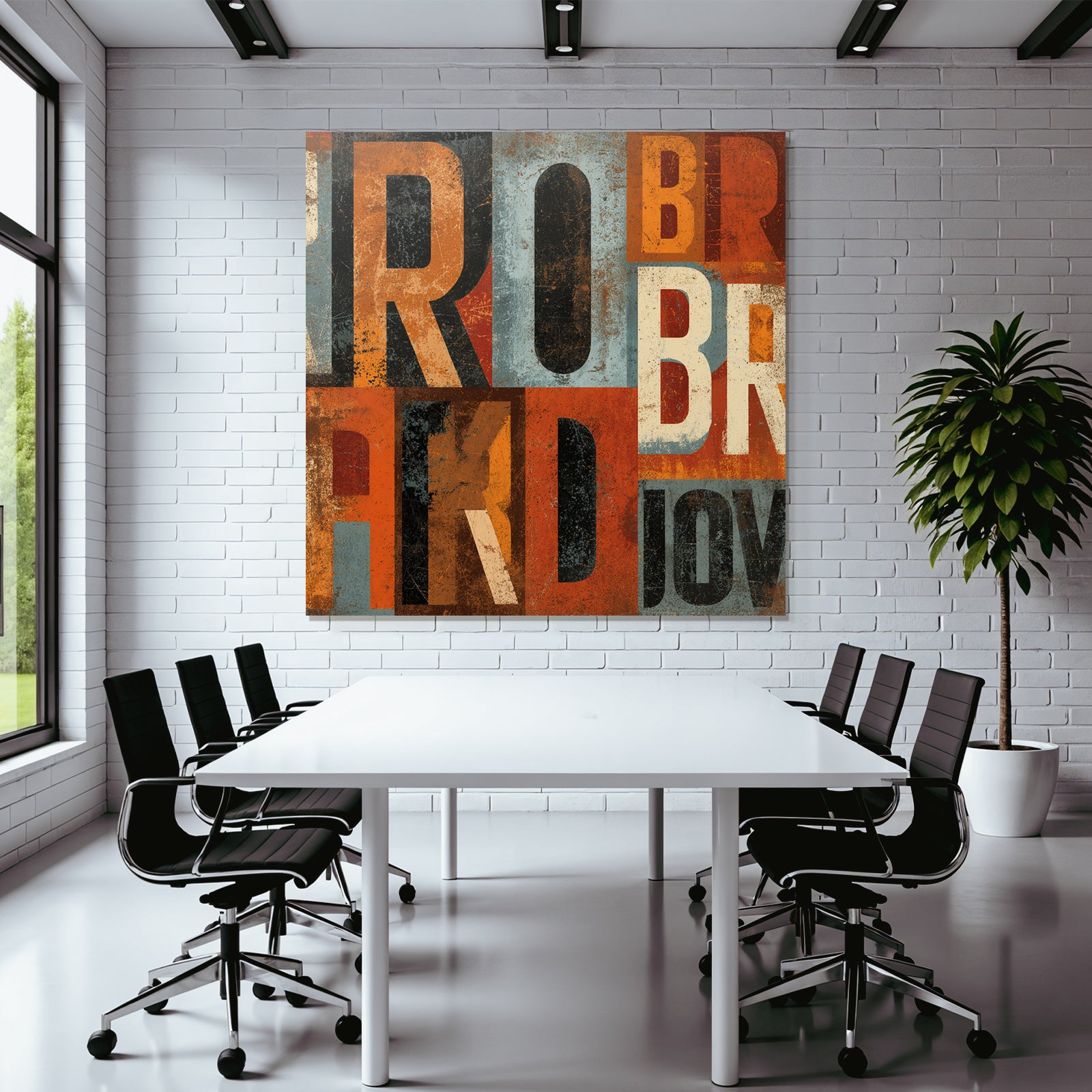 Retro Collage Buchstabenformen Orange Schwarz Muted Ton