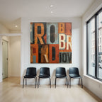 Retro Collage Buchstabenformen Orange Schwarz Muted Ton