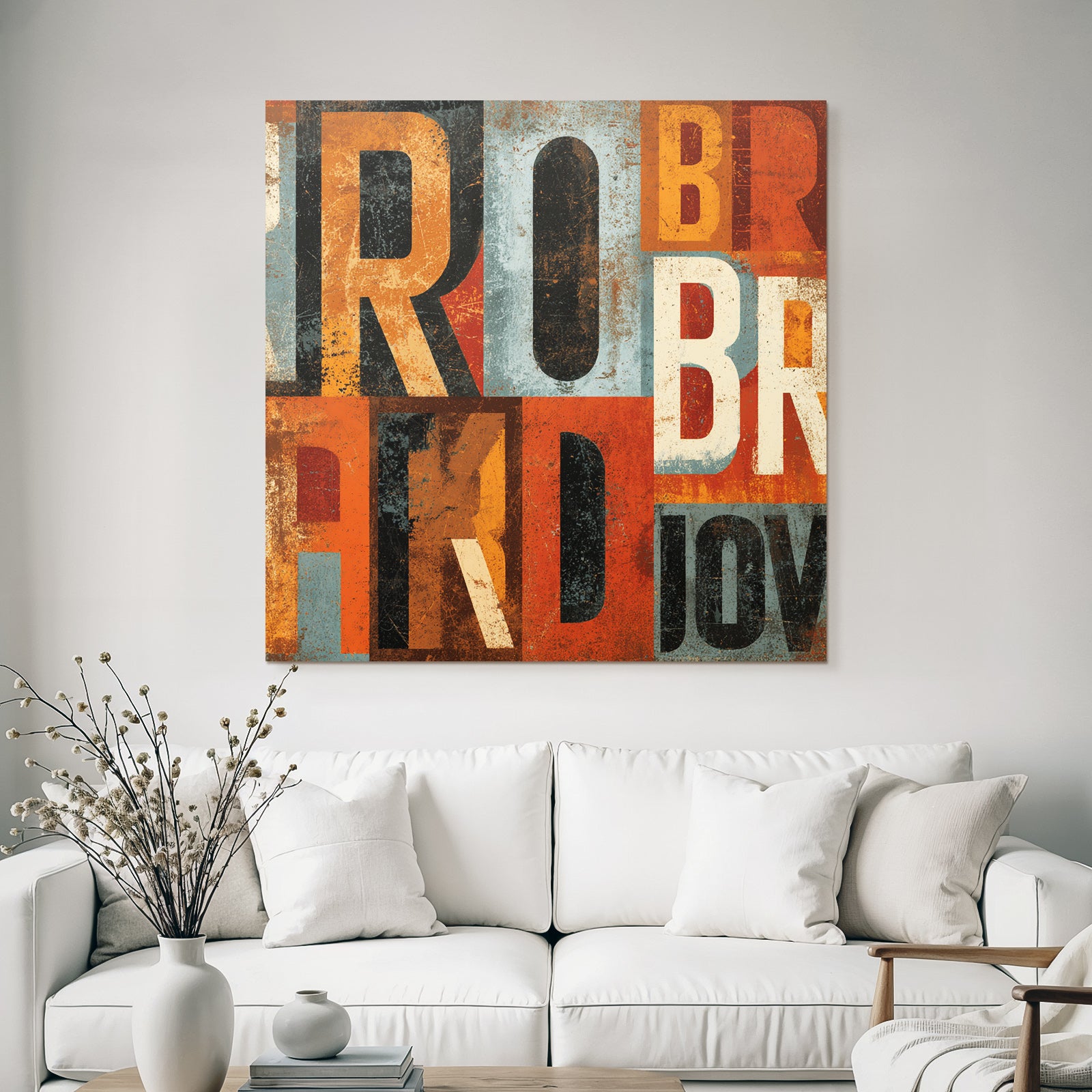 Retro Collage Buchstabenformen Orange Schwarz Muted Ton
