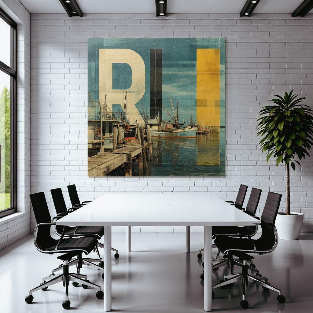 Rhode Island Hafen Boote Vintage Stilisiert