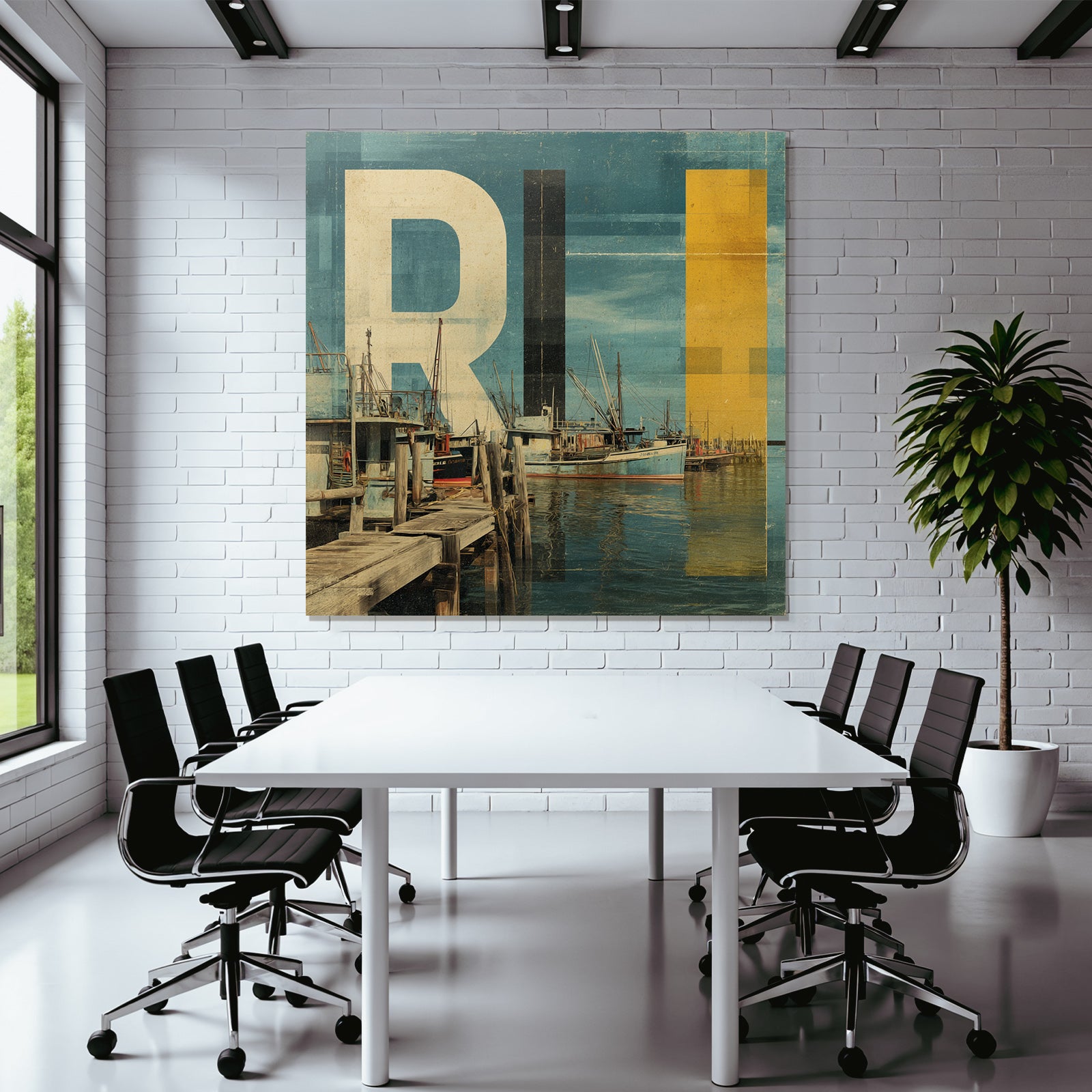 Rhode Island Hafen Boote Vintage Stilisiert