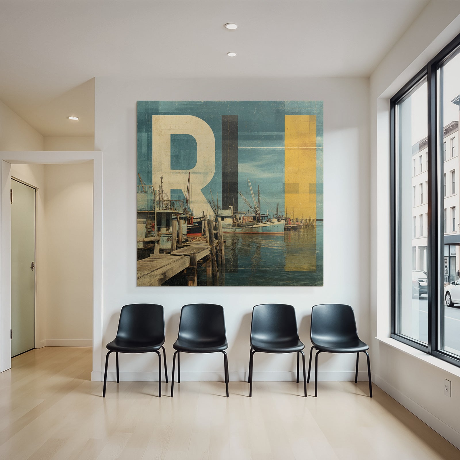 Rhode Island Hafen Boote Vintage Stilisiert