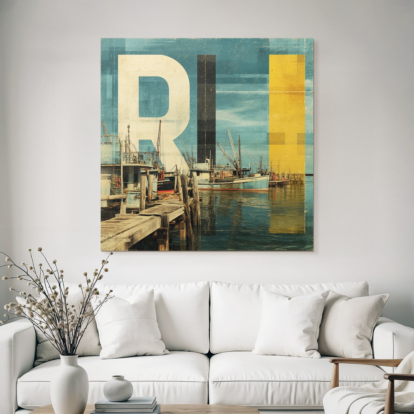 Rhode Island Hafen Boote Vintage Stilisiert