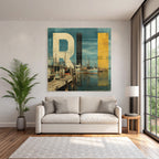 Rhode Island Hafen Boote Vintage Stilisiert