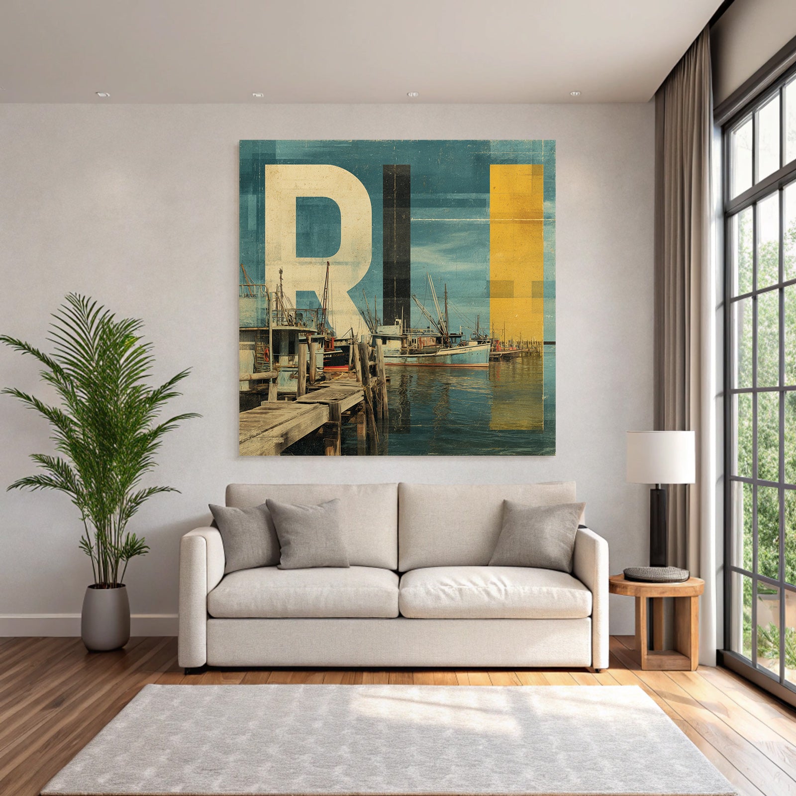 Rhode Island Hafen Boote Vintage Stilisiert