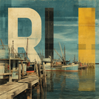 Rhode Island Hafen Boote Vintage Stilisiert | Typografische Kunst | Kunstgattungen