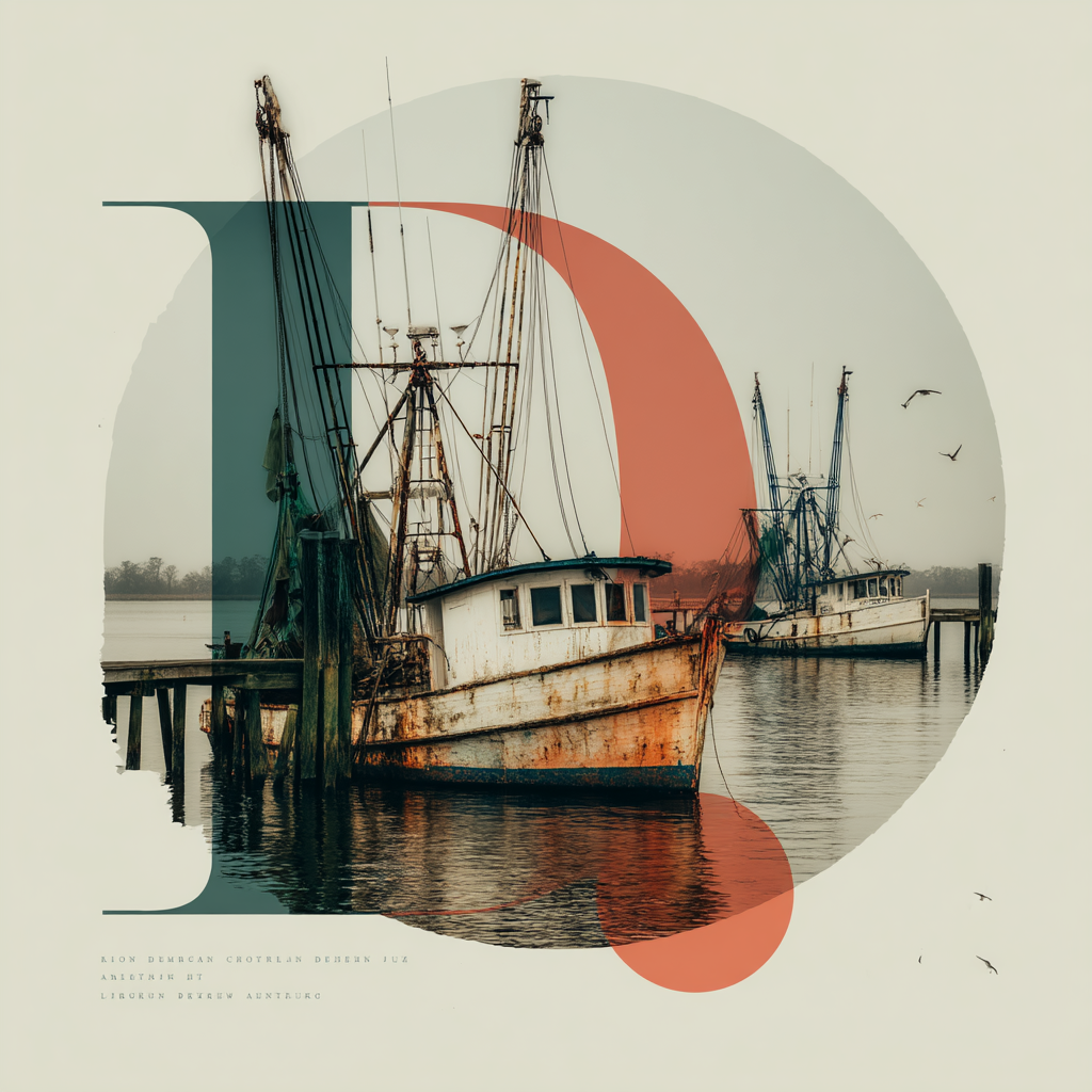 Rustikale Fischerboote Dock Im Waßer Mit Geometrischen Formen | Typografische Kunst | Kunstgattungen