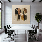 Stylized Graphic Design Earthy Tones Geometric Elements Textured Background