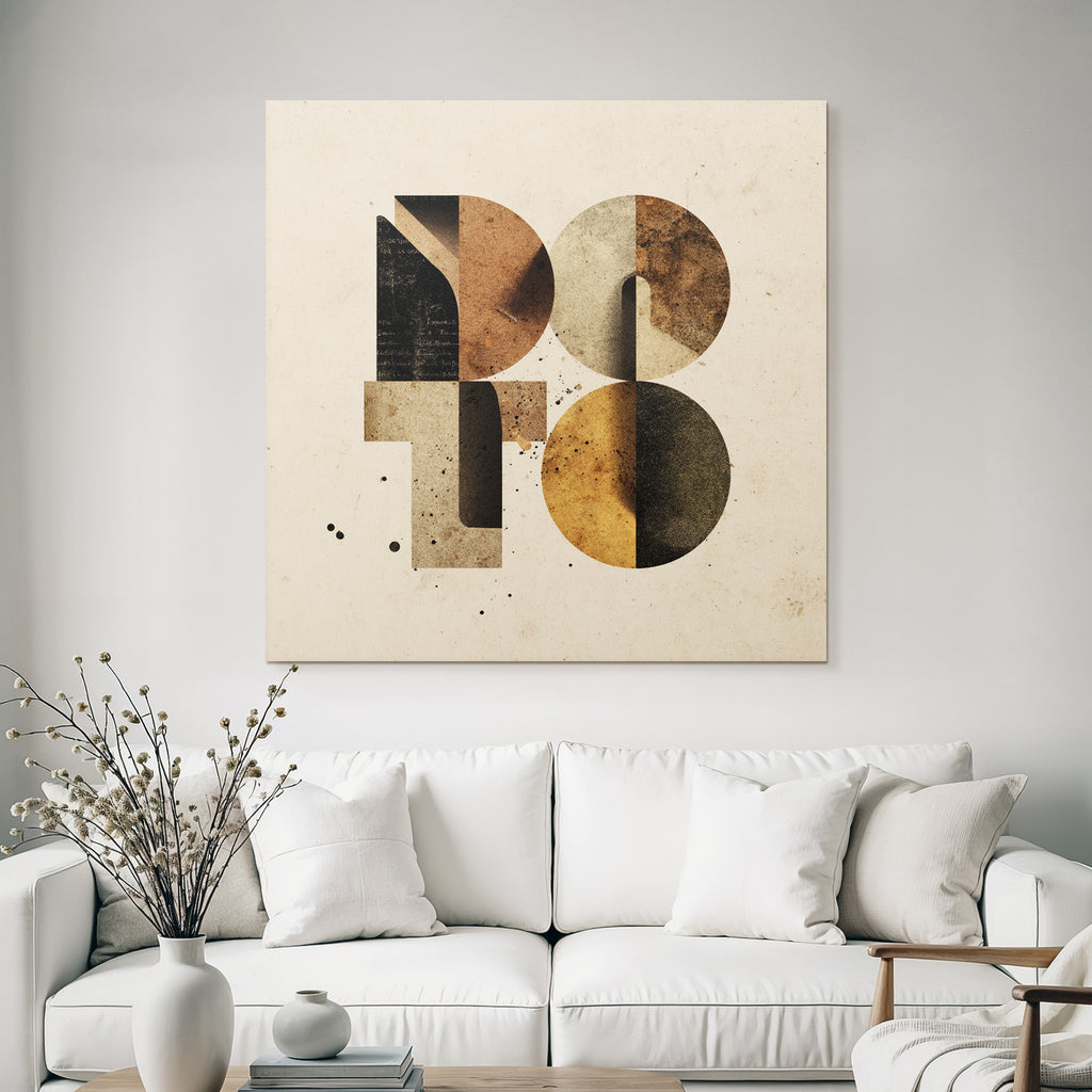 Stylized Graphic Design Earthy Tones Geometric Elements Textured Background