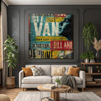 Stylisierte Graphik Artwork Mit Bold Überlapptem Text In Vielen Farben