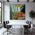 Stylisierte Graphik Artwork Mit Bold Überlapptem Text In Vielen Farben