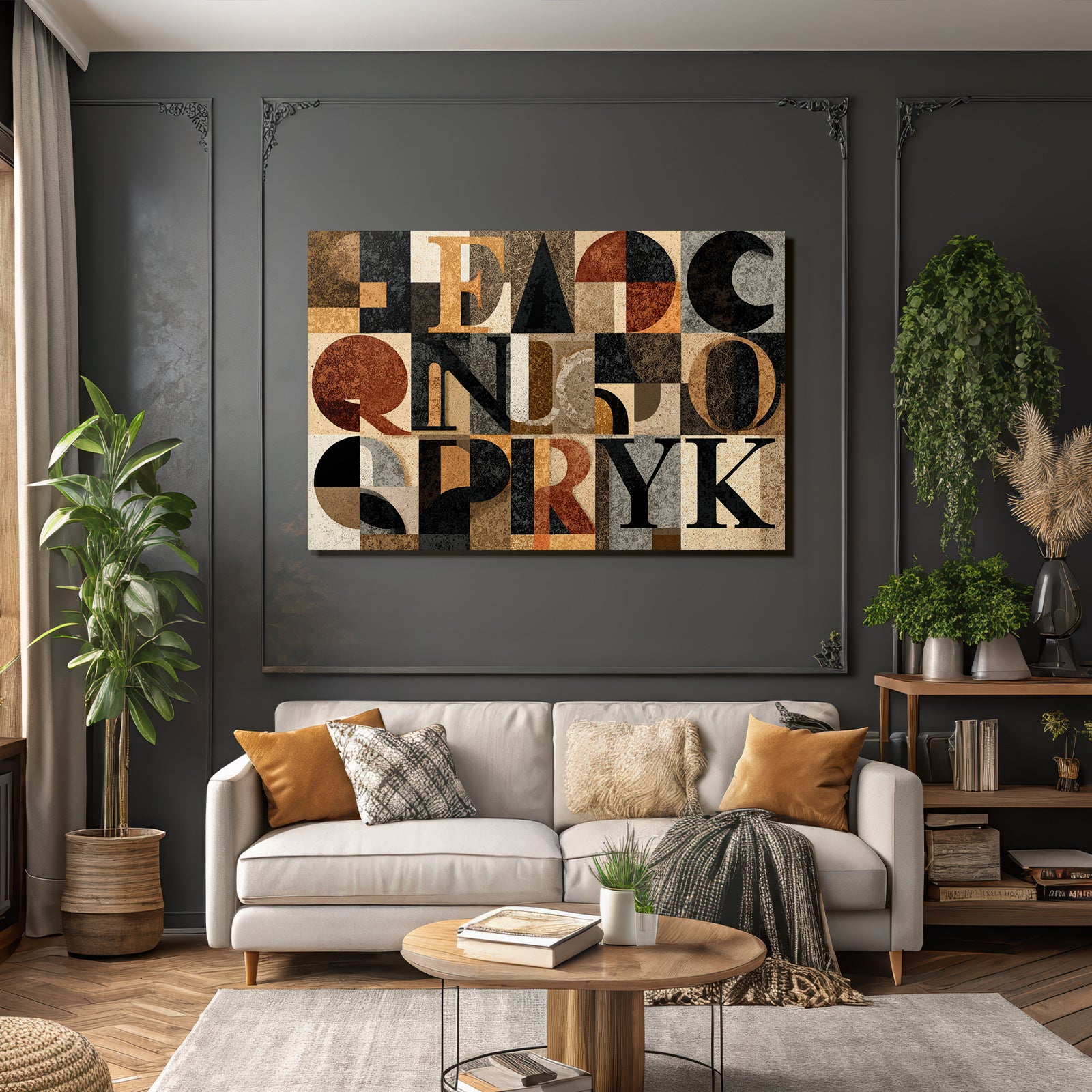 Abstract Design Mit Buchstaben Und Geometrischen Formen