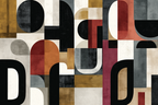 Abstracte Geometrische Kunst Mit Farben Schwarz Rot Grau Und Ocker | Typografische Kunst | Kunstgattungen