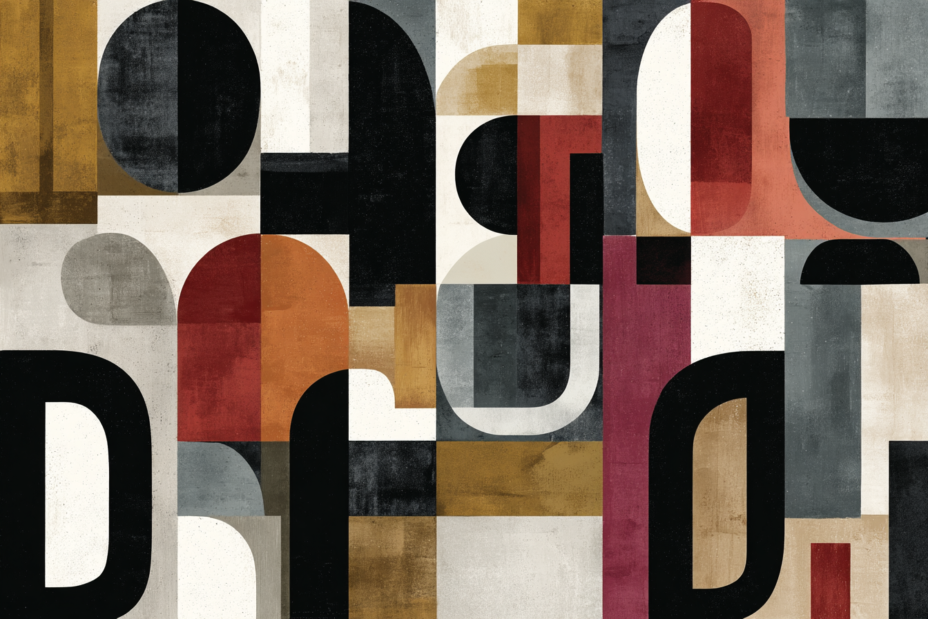 Abstracte Geometrische Kunst Mit Farben Schwarz Rot Grau Und Ocker | Typografische Kunst | Kunstgattungen