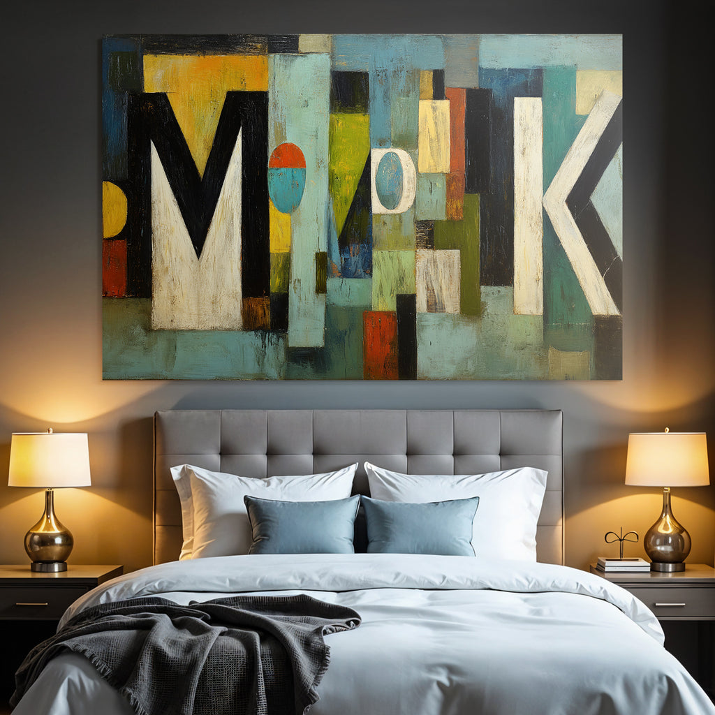 Abstracte Malerei Mit Bold Farben Und Geometrischen Formen Mo D K