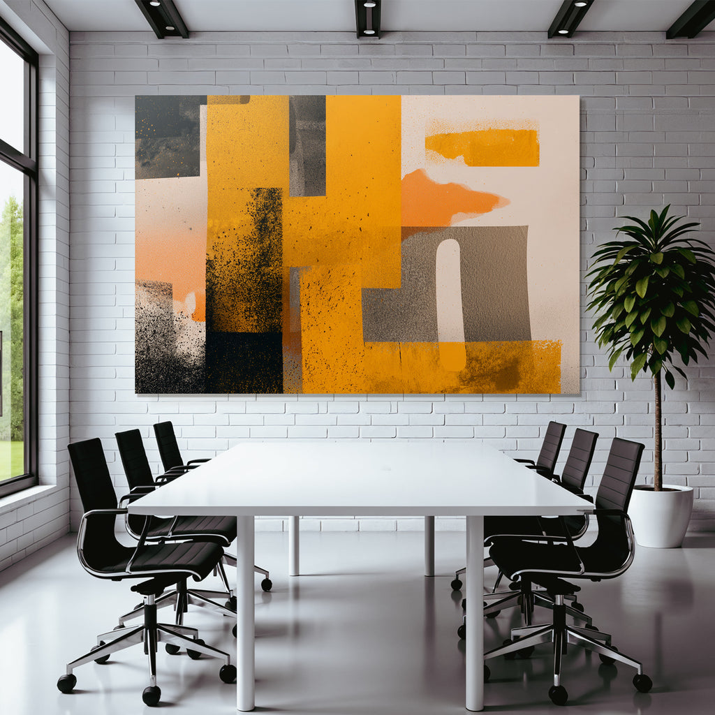 Abstractes Kunstwerk Orange Grau Schwarz Texturiert