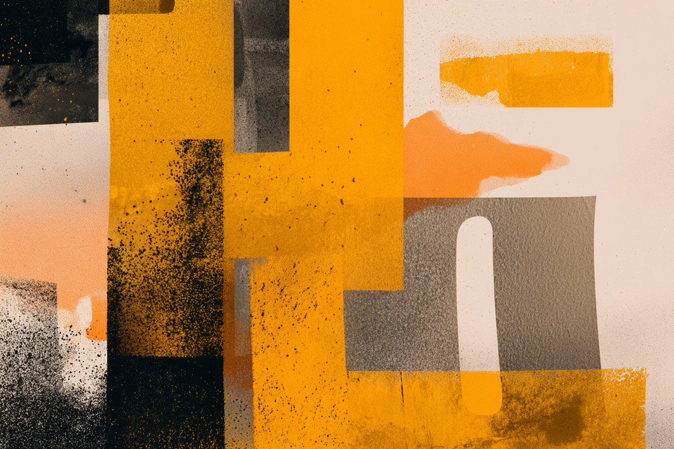 Abstractes Kunstwerk Orange Grau Schwarz Texturiert | Typografische Kunst | Kunstgattungen