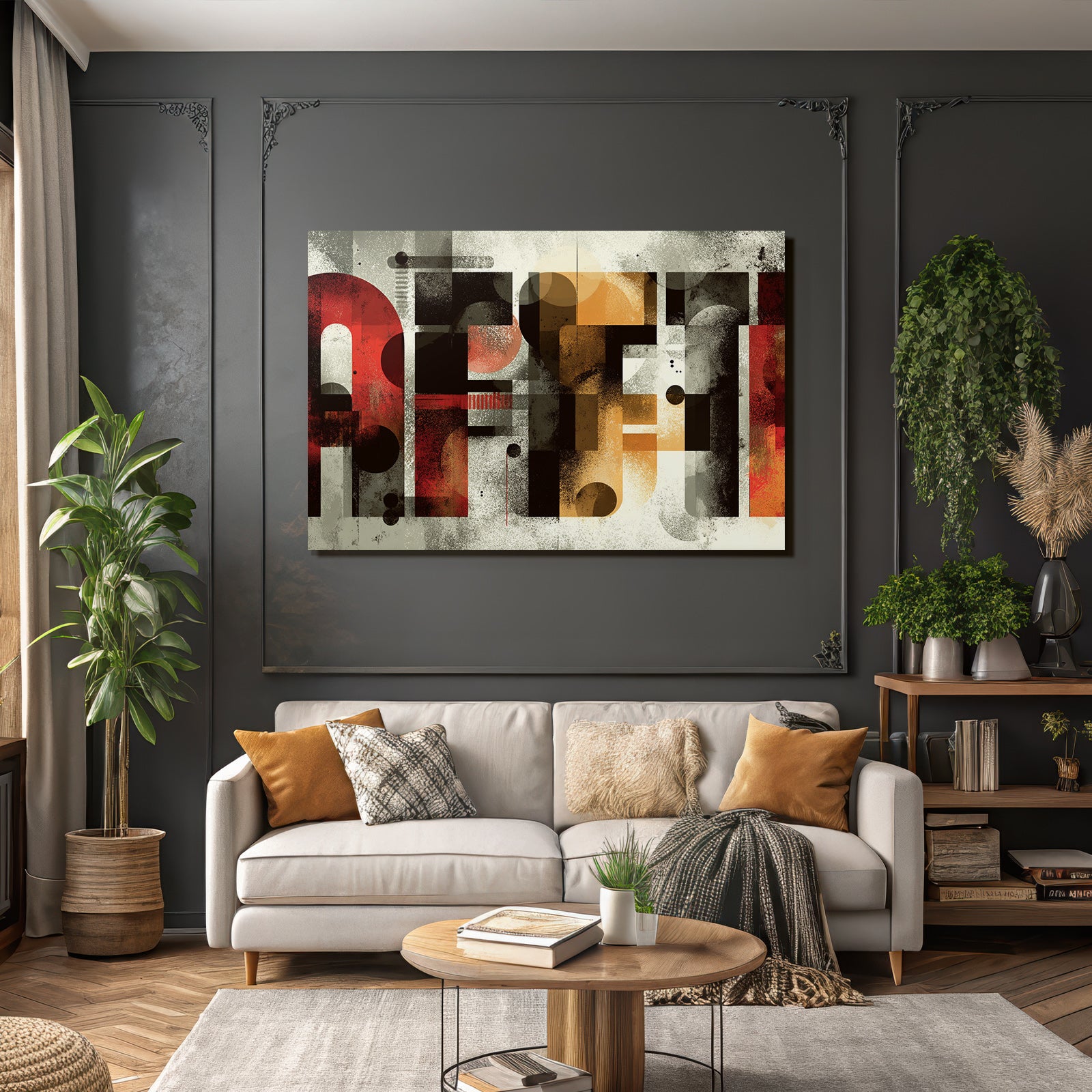Abstrakte Digitale Kunst Geometrische Formen Warme Farben