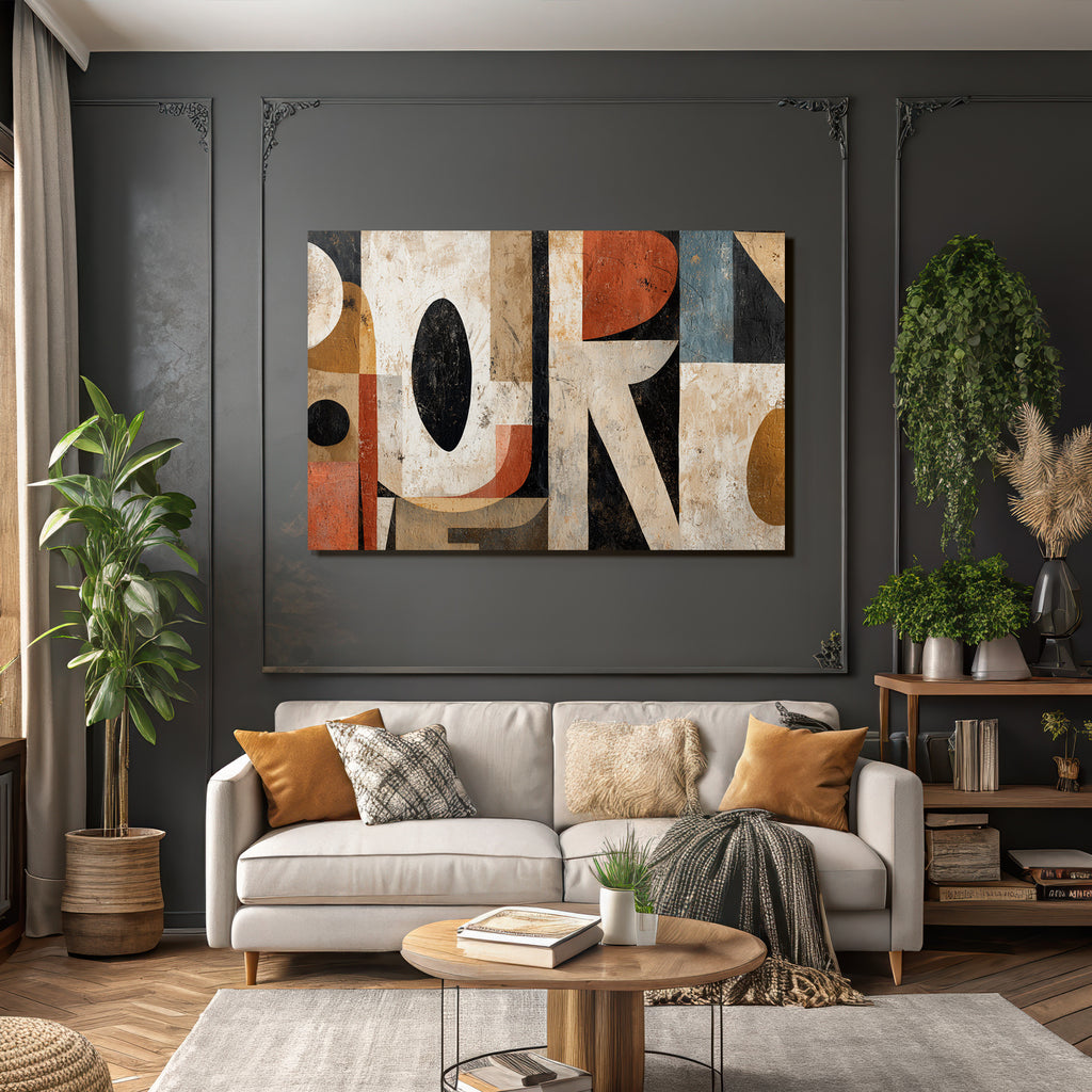 Abstrakte Geometrische Kunst Mit Muted Farben Und Texturen