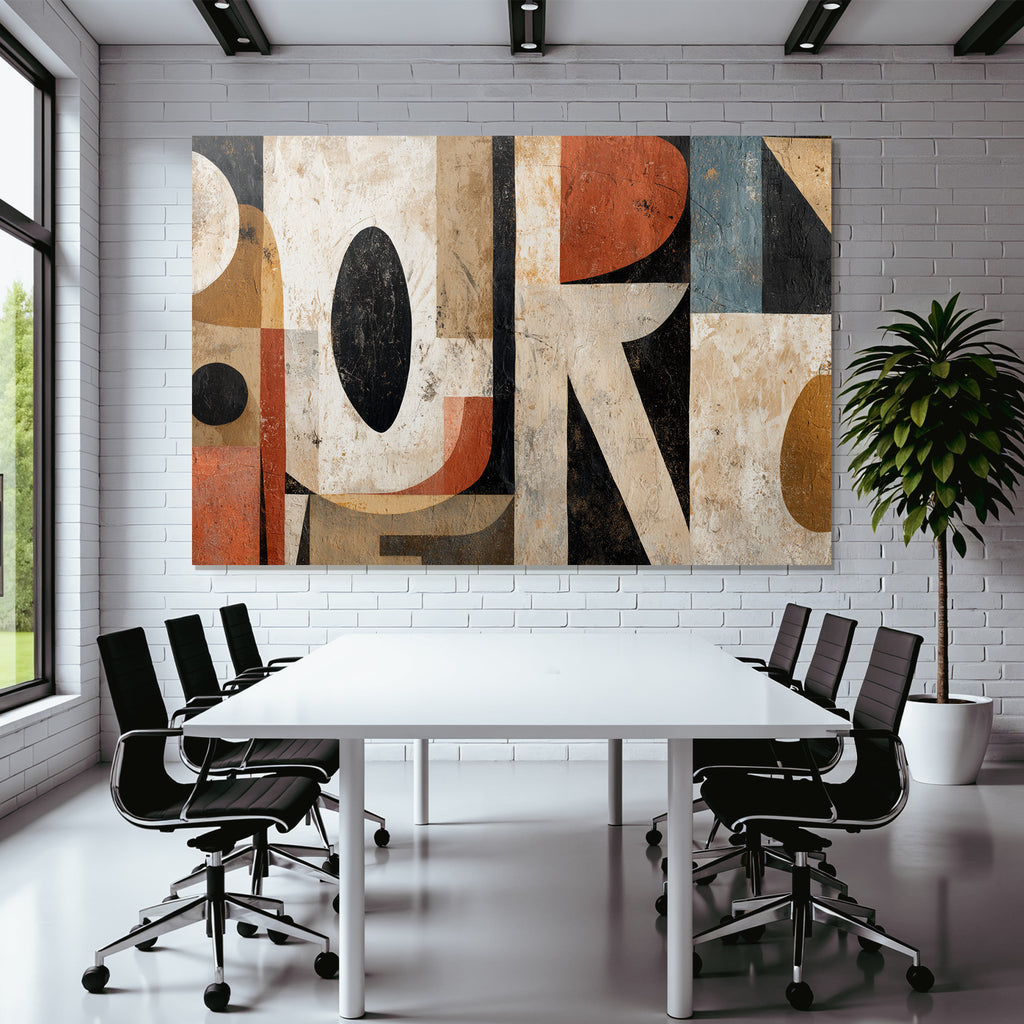 Abstrakte Geometrische Kunst Mit Muted Farben Und Texturen